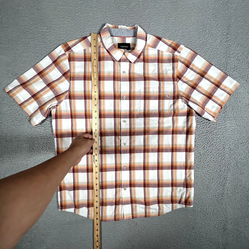 Marmot Shirt Mens Large Plaid Casual Preppy Button Up Pocket Outdoor Hiking Logo - Picture 4 of 11